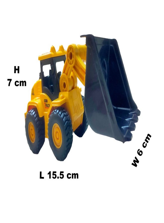 ATRI Plastic Unbreakable Construction Small Bulldozer and Excavator Building Engineering Friction Vehicle Truck Toy for Kids 3 + Years (Yellow) - Image 3